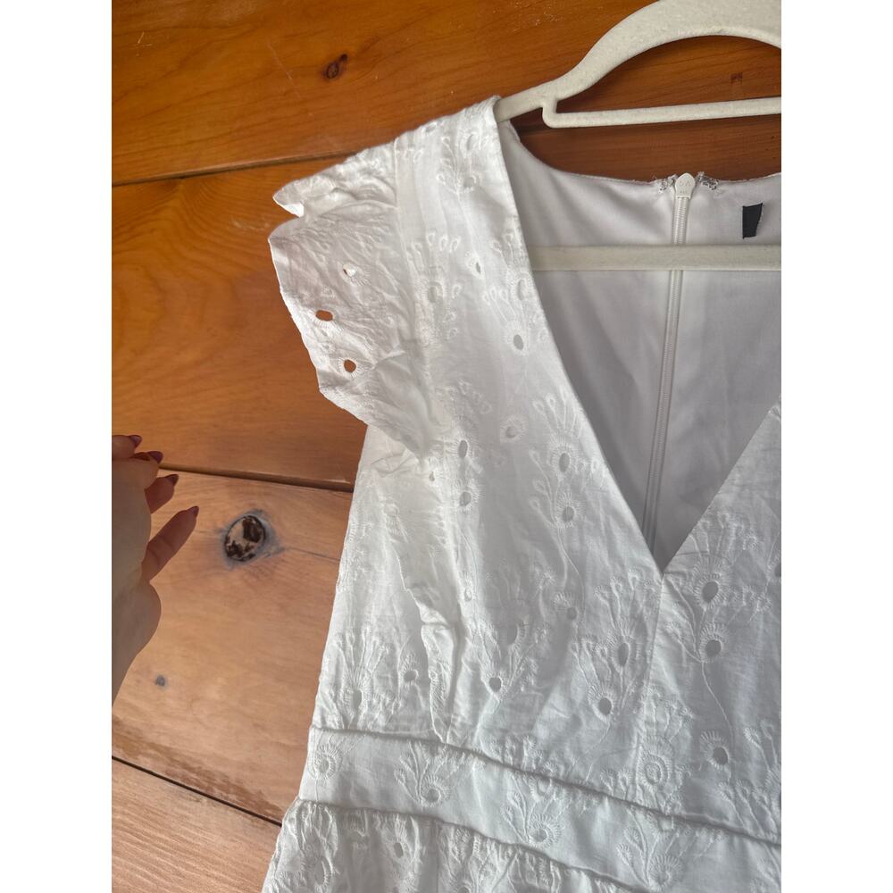 Lulus Flirtatious in Florence White Ruffled Eyelet Cotton Dress Casual Medium - Picture 5 of 10